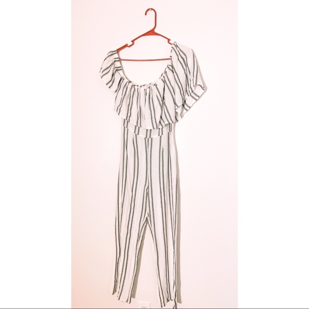 Small Flynn Skye Black Striped One Shoulder Jumpsuit